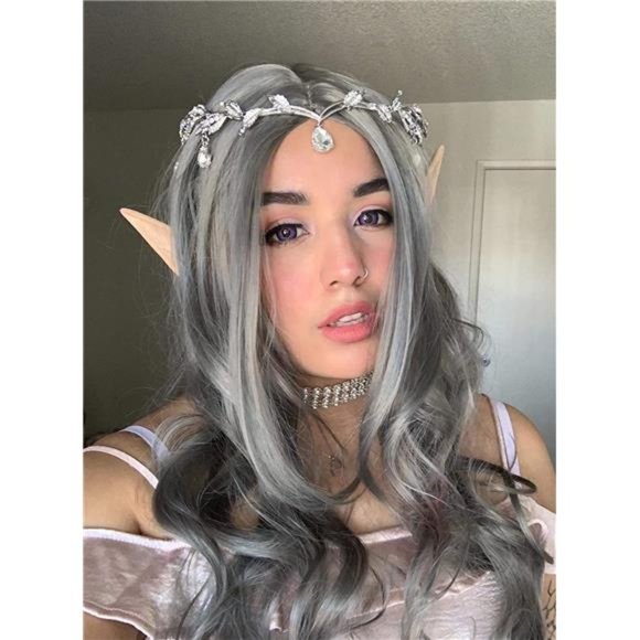 Remedios Rhinestone Leaf Crown Headband, Crystal Pendent Tiara Headband
